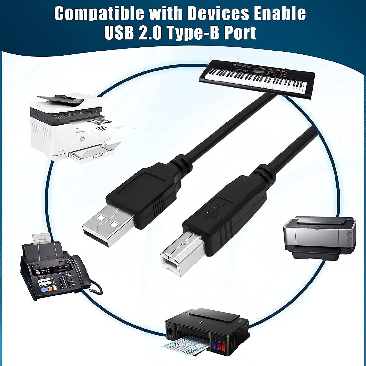 Cable Usb Printer Cable 10mtrs | High-Speed Data Transfer Cord for Printers & Scanners | Compatible with HP, Canon, Epson, Brother, Samsung, Lexmark, Dell, Xerox