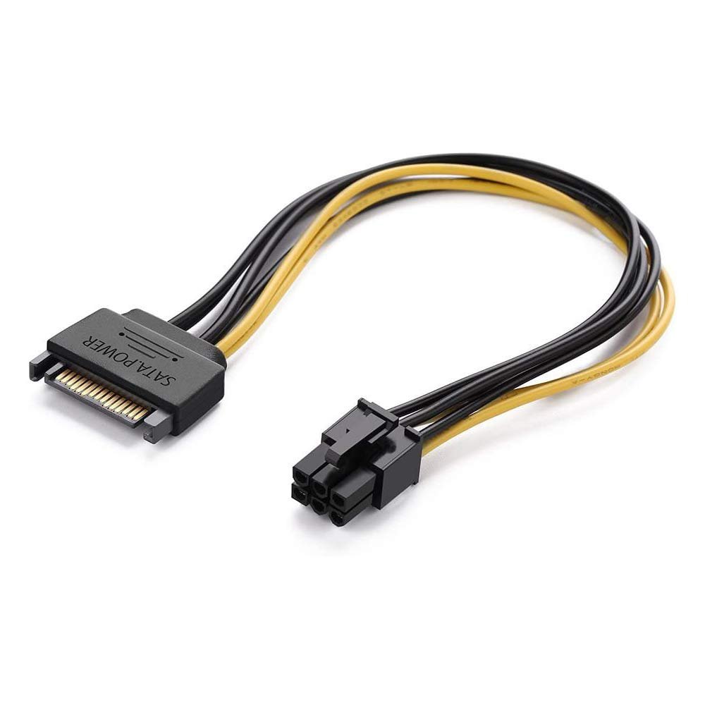 Cable Adaptor 6 pin female PCIe to 15 pin SATA male GP-10118
