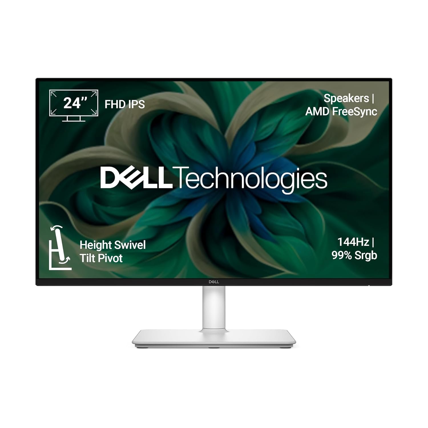 Monitor Dell S2425HSM | 24"/60.45cm FHD, 144Hz Refresh Rate, IPS Panel, 1ms Response, Flicker-free, Contrast 1500:1, 2xHDMI, Built-in 6W Dual Speakers, Warranty 3 Years, 4-Star Eye Comfort | White