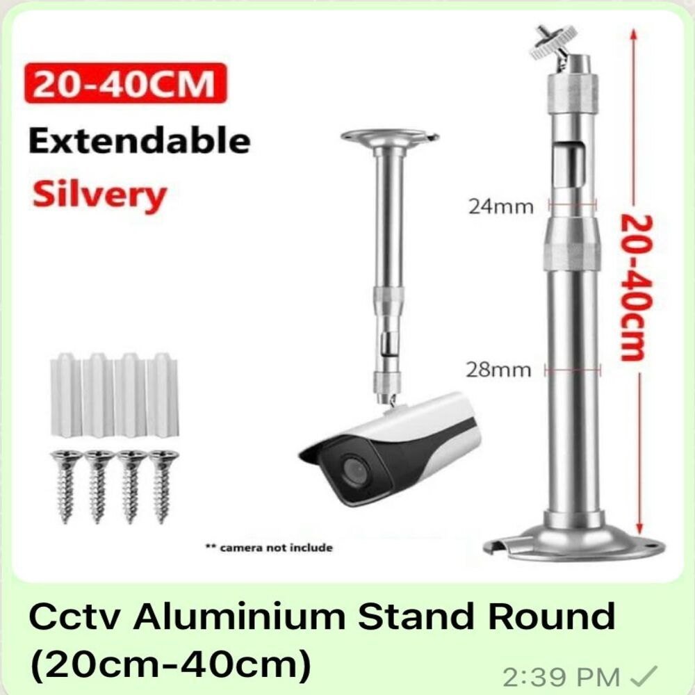 Mountable Aluminum Stand 20-40 cms | Adjustable Tilt Swivel Bracket / Long Drop Ceiling Mountable, Expandable 360 Degree Flexible Stand for Cctv Camera / Housing / Projector etc.