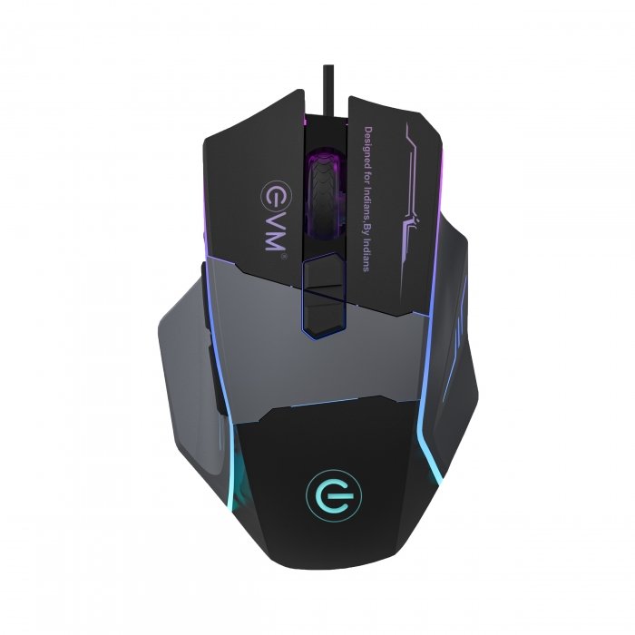 Mouse EVM Wired Gaming 8D M06087 | 6400 DPI Resolution, Multi Color LED, USB Output, 1.5m Braided Cable, Rubber Coat Scroll Wheel, Black
