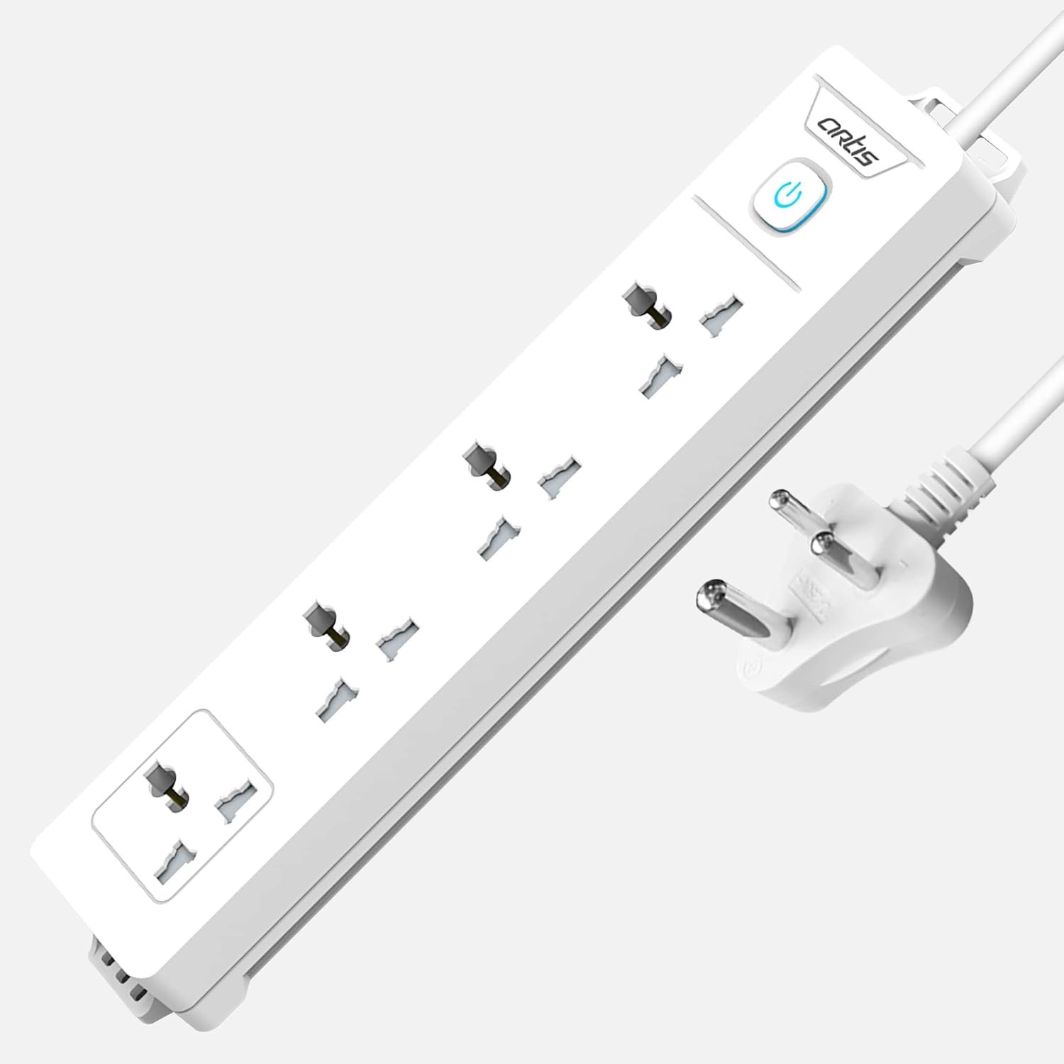 Spike Guard Artis AR-4SS | 4 Universal Sockets Surge Protector With Single Switch,10000 Amps, 2500W, 330mm x 75 mm x 70mm, 2M Heavy Duty Cables Features a 175 Joule Energy Rating to Provide Surge Protection for Computers, Peripherals, White