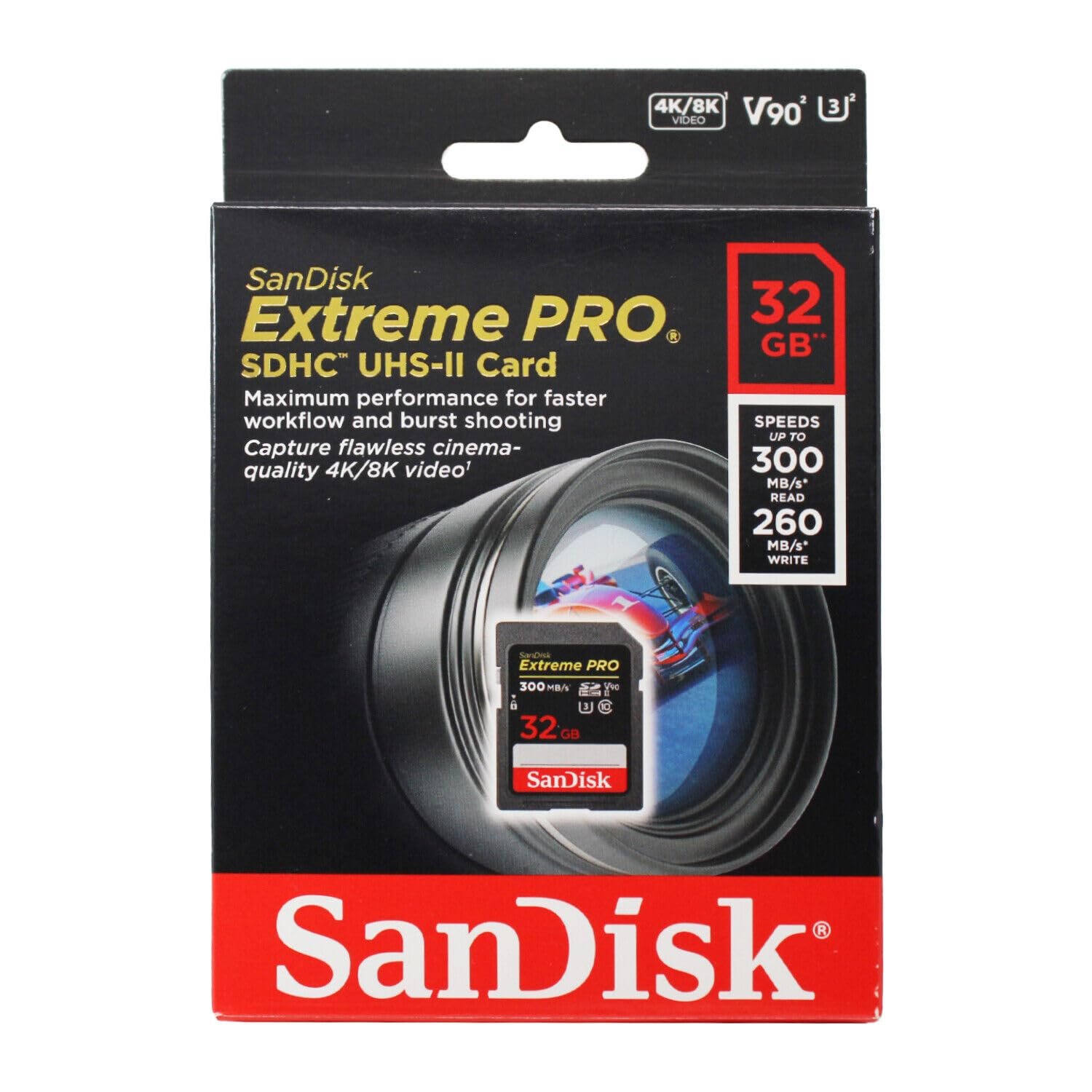 Card SanDisk Extreme PRO 32GB SDSDXDK-032G-GN4IN | SDHC Memory Card up to 300MB/s, UHS-II, Class 10, U3, V90 for 8K Video, Black