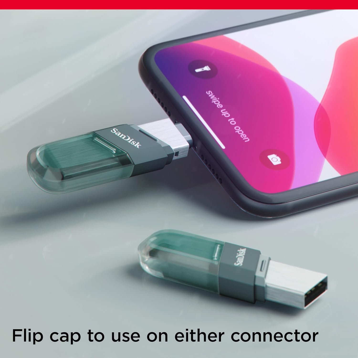 Pendrive SanDisk iXpand 64GB SDIX90N-064G-GN6NN | USB 3.0 Flash Drive Flip for iOS and Windows, Metallic