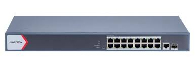 Switch Hikvision DS-3E1518P-EI/M | 16 Port Gigabit Smart POE Switch, 16 x Gigabit PoE RJ45 Ports, 1 × Gigabit RJ45 Port, 1 x Gigabit Fiber Optical Port, Blue