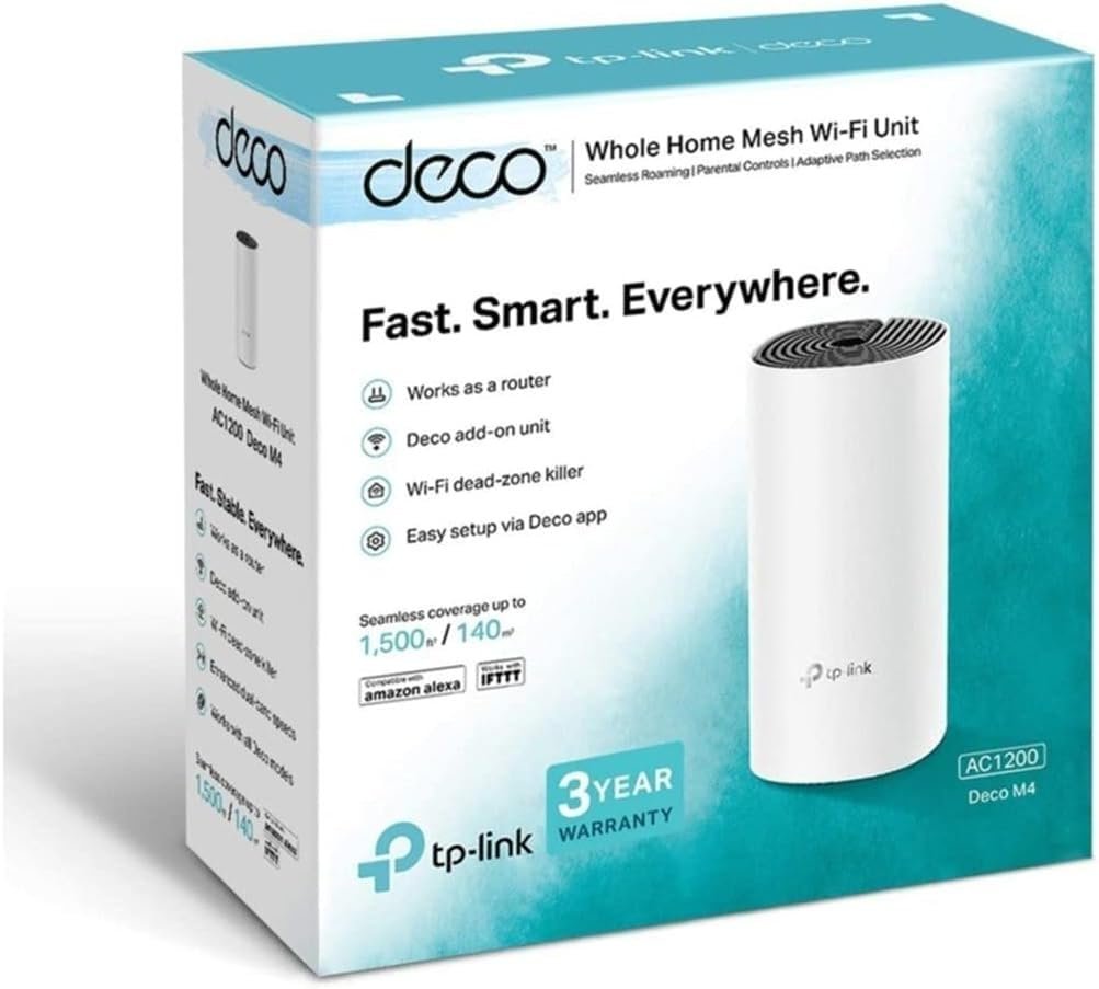 Net TP-Link AC1200 Home Mesh Wi-Fi System Deco M4 | Seamless Roaming & Speedy, Work With Amazon Echo/Alexa, Router & Wi-Fi Booster, Parental Control, (Pack of 1), White