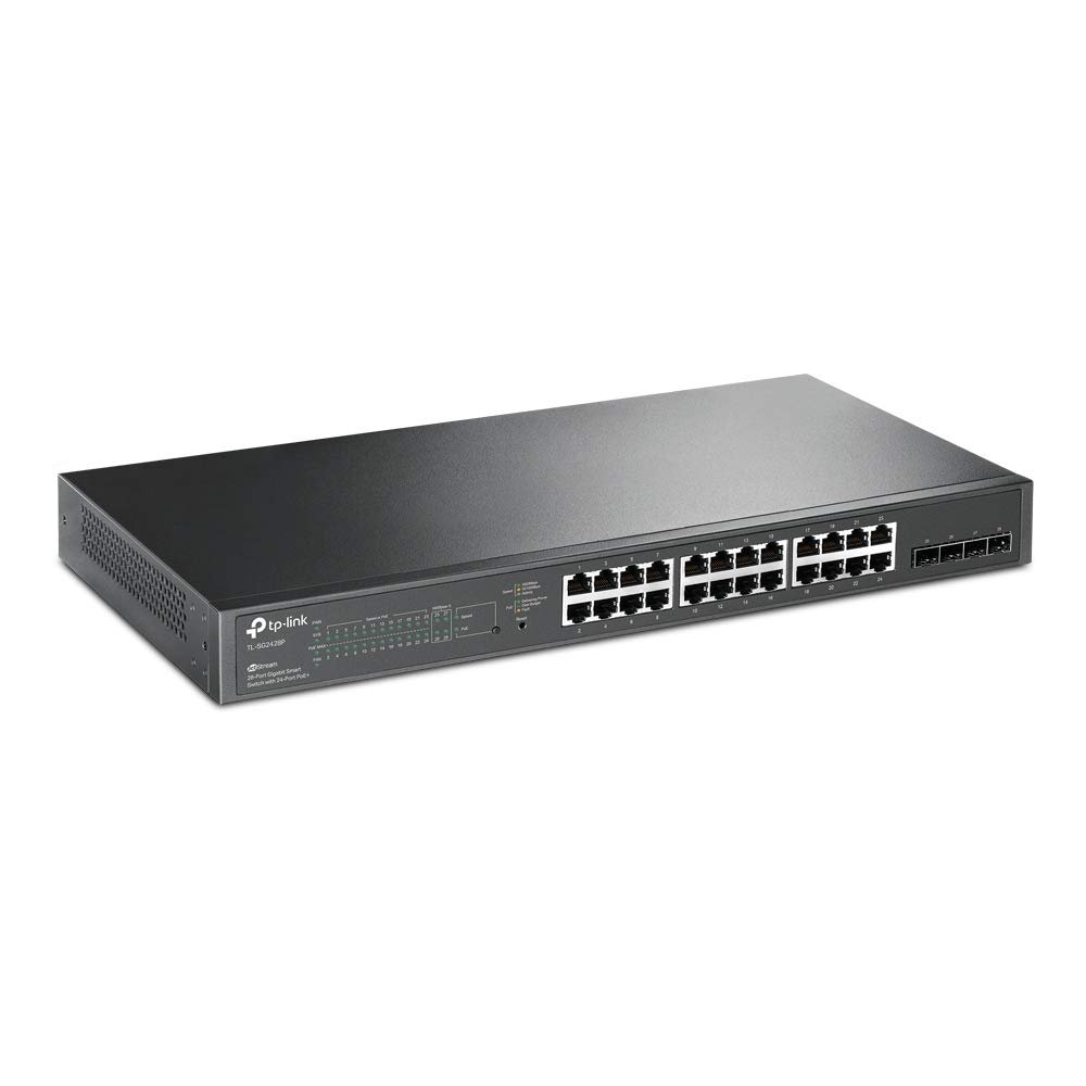 Switch TP-Link Omada 28-Port Gigabit Smart Switch with 24-Port PoE+TL‑SG2428P | 4 SFP Slots, 250 Watt Budget, Centralized Cloud Management Omada SDN, Intelligent Monitoring, Durable Metal Casing & Rackmountable Design, Grey