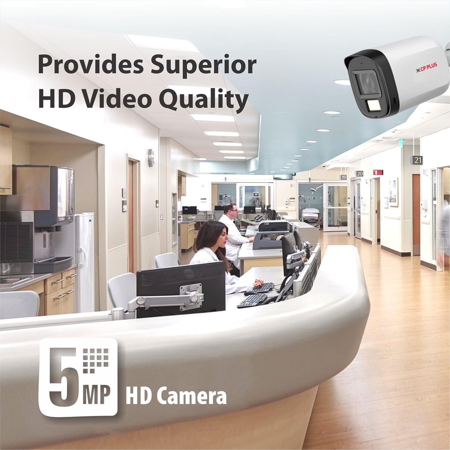Security Camera CP Plus CP-URC-TC51PL3C-L-V2 | 5MP Dual Light Bullet Camera, 3.6mm Fixed Lens, IR Range of 30 Mtrs. Day/Night Vision, Support Built-in Mic, White