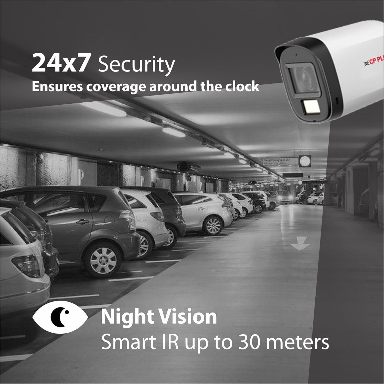 Security Camera CP Plus CP-URC-TC51PL3C-L-V2 | 5MP Dual Light Bullet Camera, 3.6mm Fixed Lens, IR Range of 30 Mtrs. Day/Night Vision, Support Built-in Mic, White