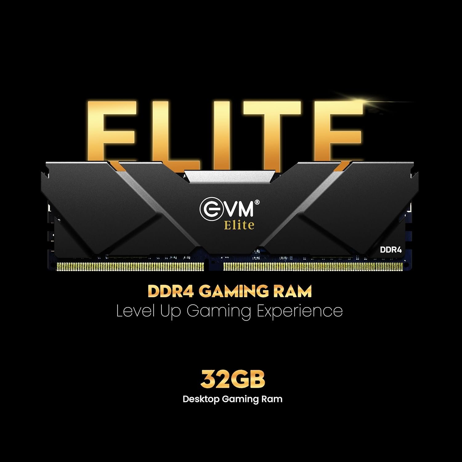 Ram EVM ELITE Gaming 32GB DDR4 3200MHZ Desktop EEAC32G32DT | Intel XMP/ AMD Expo Compatible, Aluminum Heat Sink In Slim Form Factor, CL15, 1.2V Low Voltage, 288-Pin Long-DIMM, 10-Year Warranty
