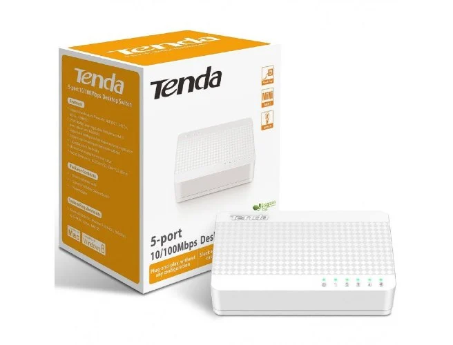Switch Tenda TE-S105 5-Port 10/100 Mbps Mini Fast Ethernet Desktop Switch, White