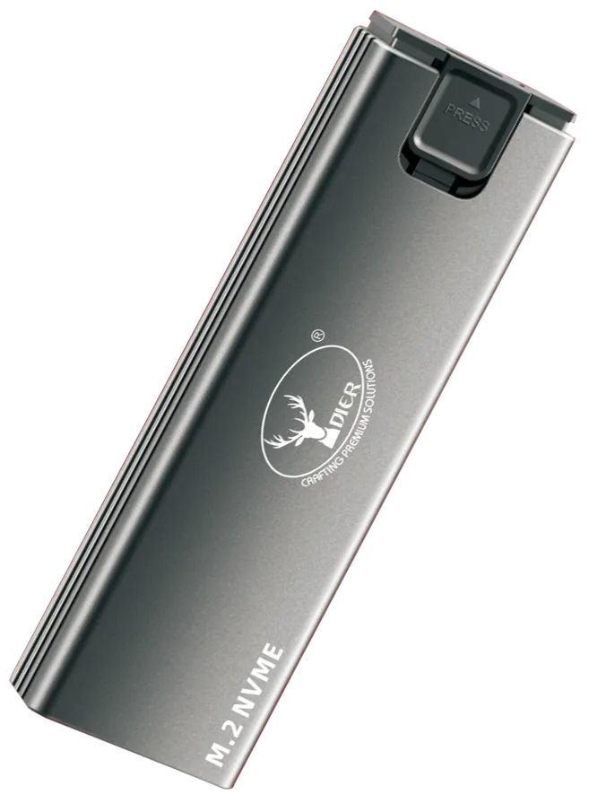 Casing Dier Lisboa M.2 NVME SSD To USB 3.1 Enclosure | High Speed Type-C 10Gbps Portable Aluminum External SSD Case, Grey