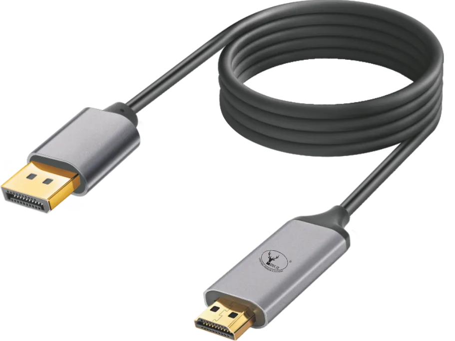 Cable Dier LEROY DP To HDMI Converter Cable 1.8mtr | 1080p 4K Ultra HD, Gold-Plated Connectors, Compatible With Computer, Laptop, HDTV, Projector, Monitor, Black