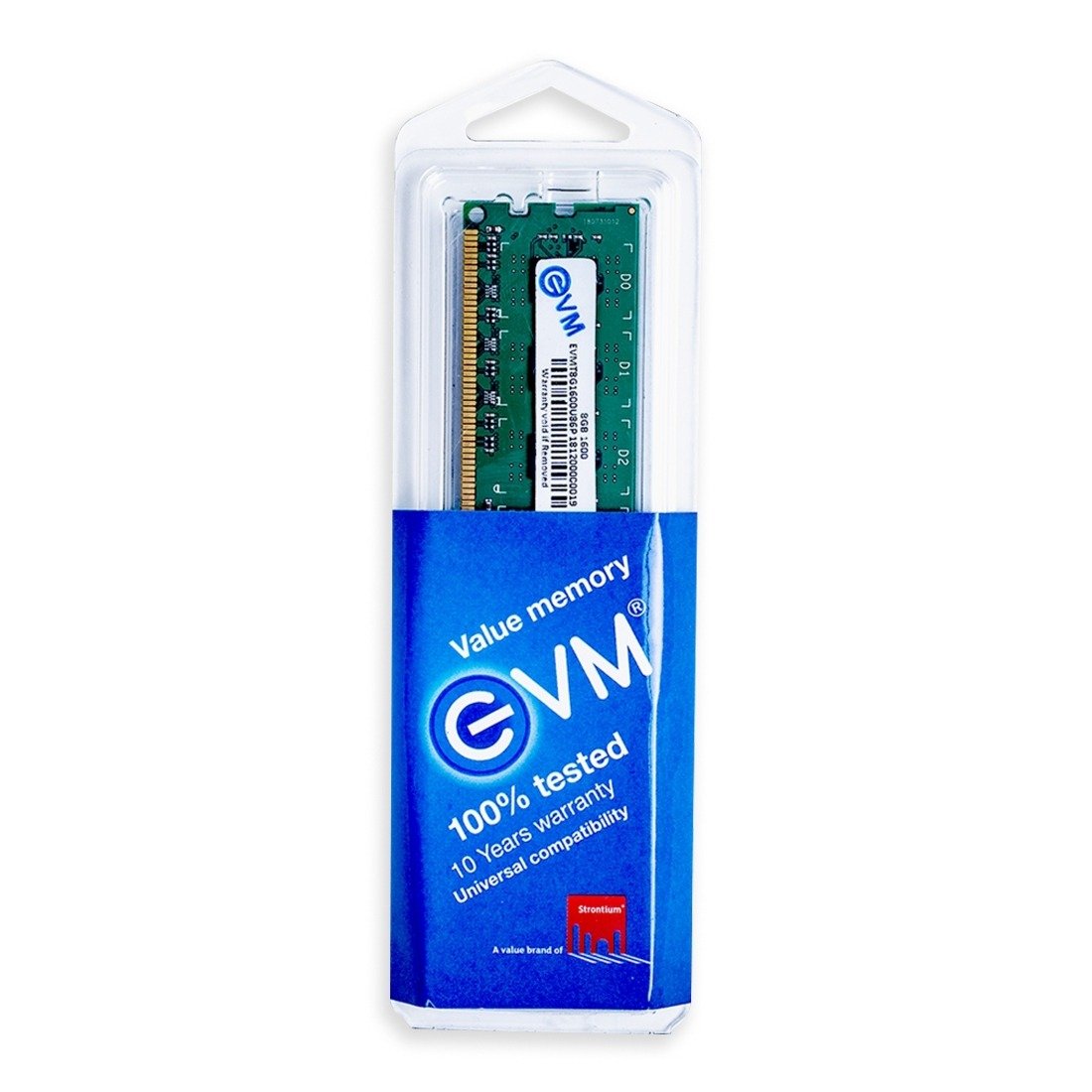 Ram EVM 8GB DDR3 1600MHz Desktop EVMT8G1600U86P | Long-DIMM Memory, High-Speed Performance, Low Voltage Requirement