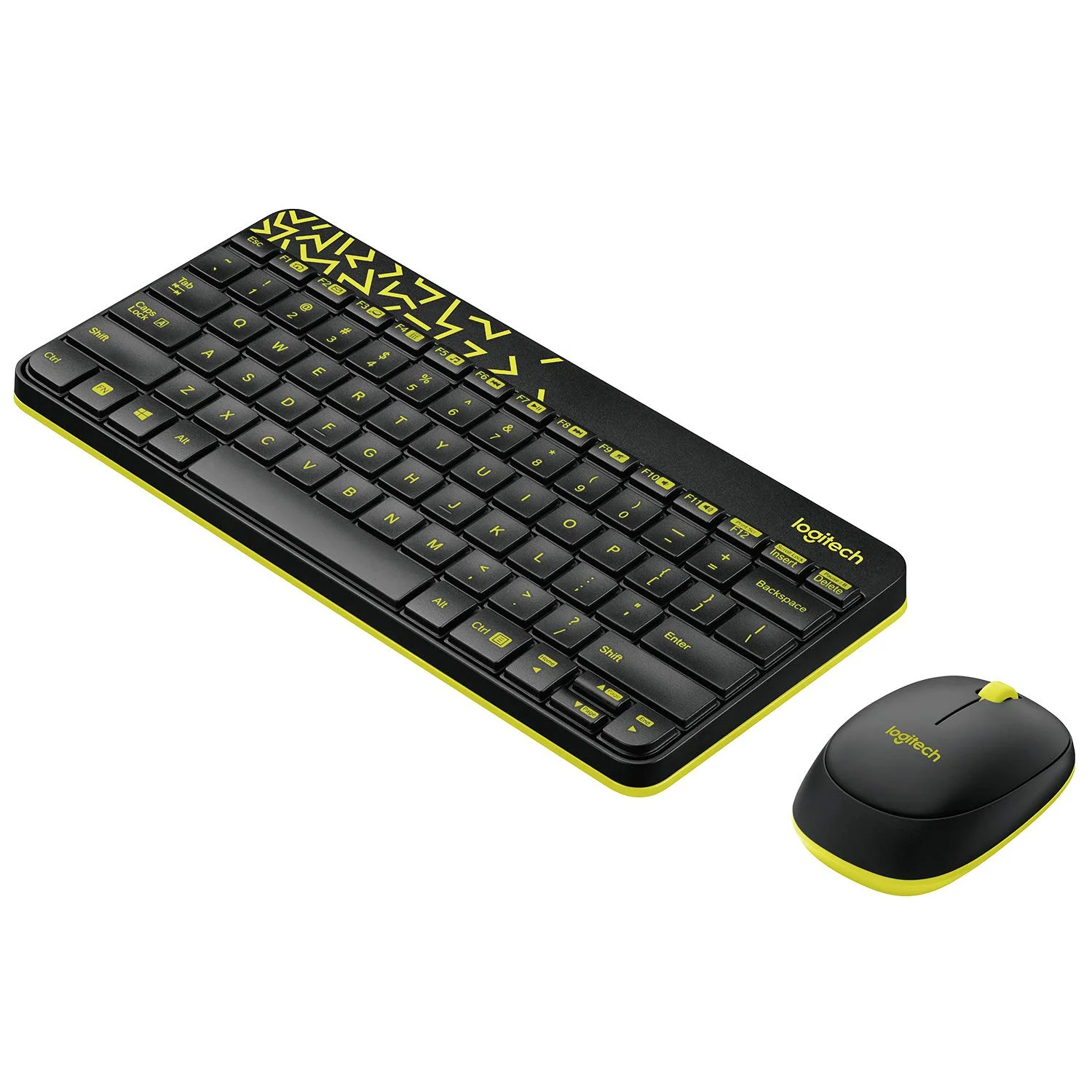 Keyboard & Mouse Logitech Nano Wireless Combo MK240, 12 Function Keys 2.4Ghz Wireless Black & YellowLogitech MK240 Nano Wireless USB Keyboard and Mouse Set, 12 Function Keys 2.4GHz Wireless, 1000DPI, Spill-Resistant Design, PC/Mac, Black/Chartreuse Yellow