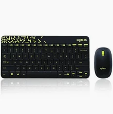 Keyboard & Mouse Logitech Nano Wireless Combo MK240, 12 Function Keys 2.4Ghz Wireless Black & YellowLogitech MK240 Nano Wireless USB Keyboard and Mouse Set, 12 Function Keys 2.4GHz Wireless, 1000DPI, Spill-Resistant Design, PC/Mac, Black/Chartreuse Yellow