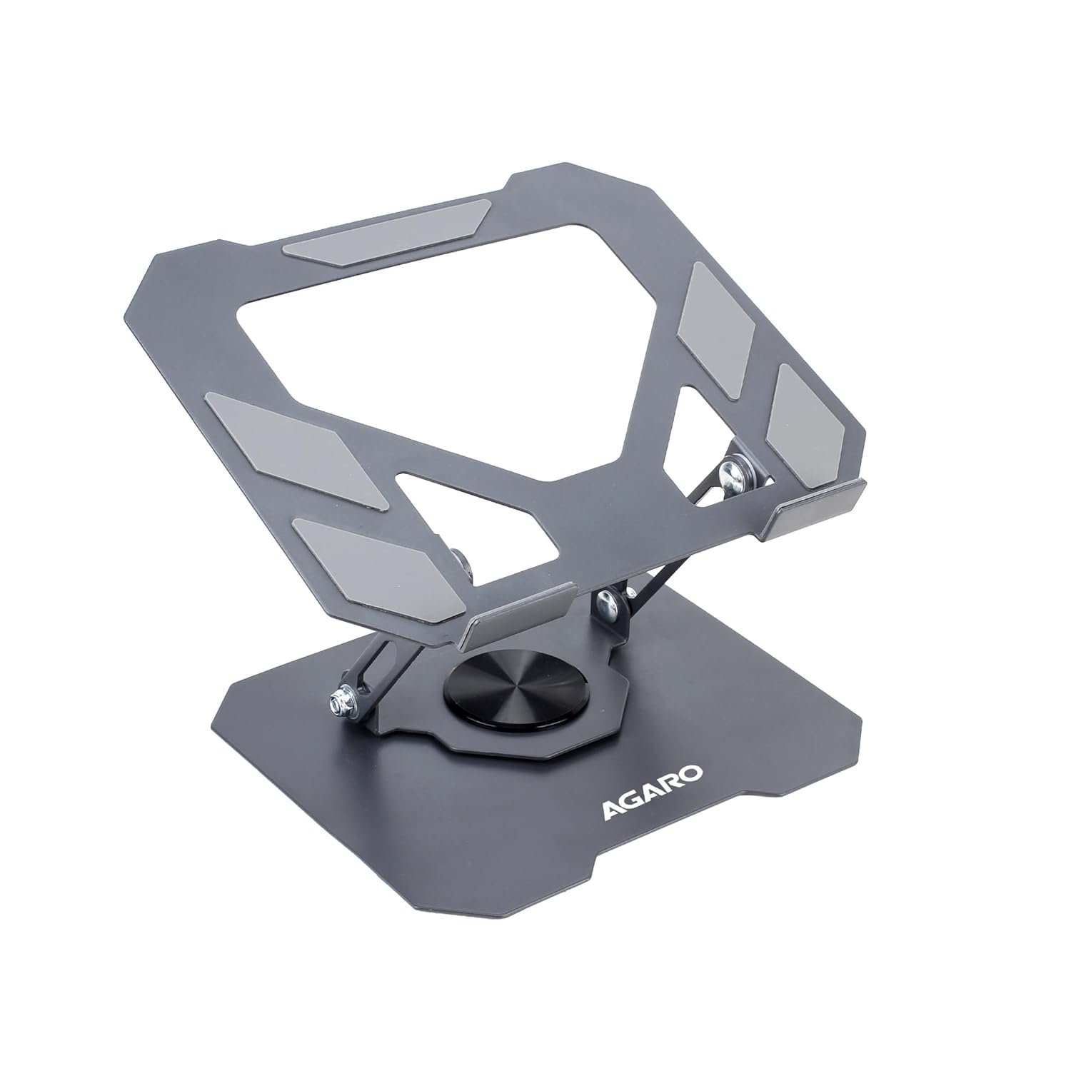 Laptop Stand Metal 25 x 21.5cm P70 360° Rotating, Ergonomic, Height & Angle Adjustmentable, Foldable Laptop Holder with Heat Vents & Anti-Slip Silicone Pads, Compatible To Macbook, HP, Lenovo Laptops, Silver
