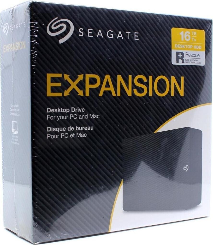 Harddisk Seagate Expansion 16TB STKP16000400 Desktop 3.5" External Drive | USB 3.0 For Windows & Mac with 3 yr Data Recovery Services, Black