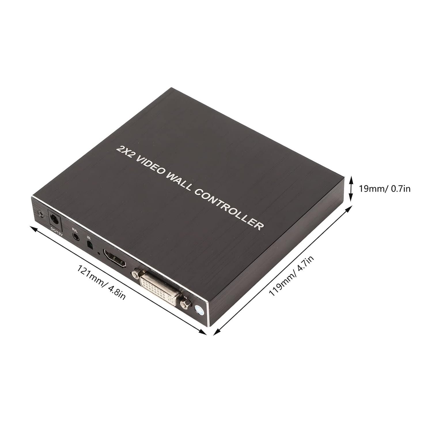 HDMI Video Wall Controller 2 X 2 HDMI & DVI input, Support 4 hdmi output, TV Wall Controller 1080P Output TV Wall Processor, IR Remote & RS232 Control, 180 Degree Rotate, 1x2, 1x3, 1x4, 2x1, 3x1, 4x1 Video Wall, With Adapter, Black