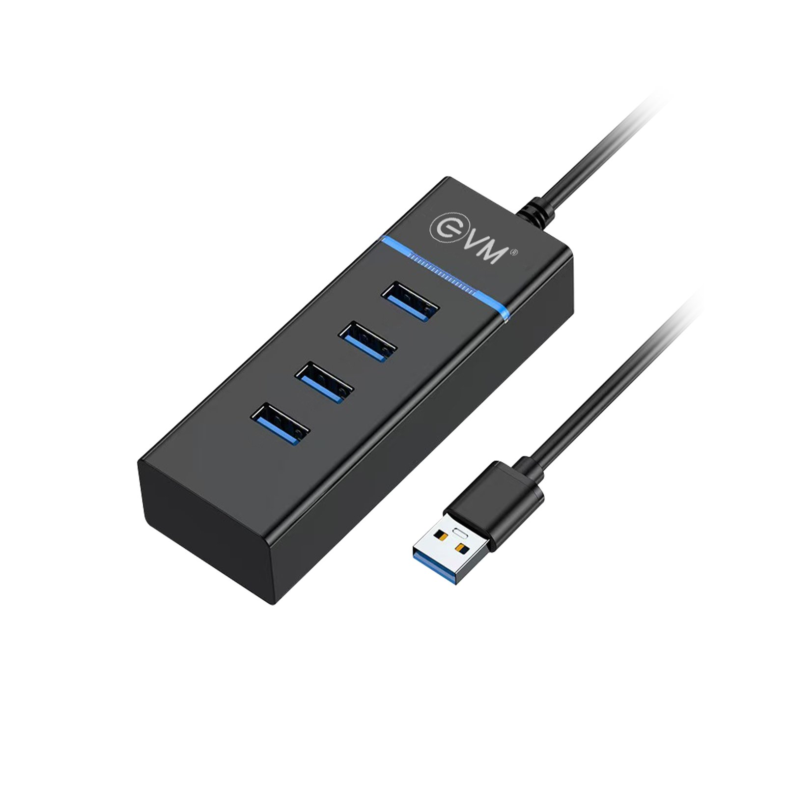 Hub EVM USB 4-in-1 EVMDH4P-02 With 1.5M Cable | 5GBPS Transfer Speed, 1 x USB 3.0, 3 x USB 2.0 Port, Black