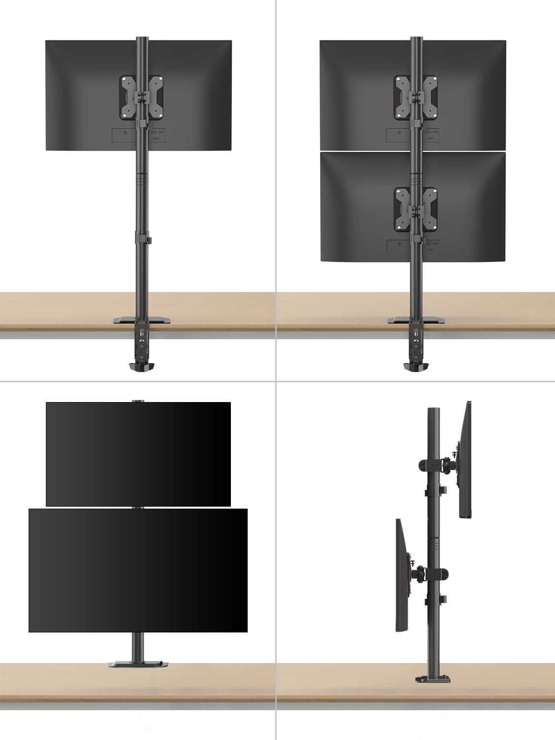 Monitor & TV Stand Z002 BW-001 | 100MMX100MM Max VESA, 15 Inch - 33 Inch Compatible TV Size, 8KG Weight Holding Capacity, 2 Short Arm Screw Type Table Top LCD Mount, Black