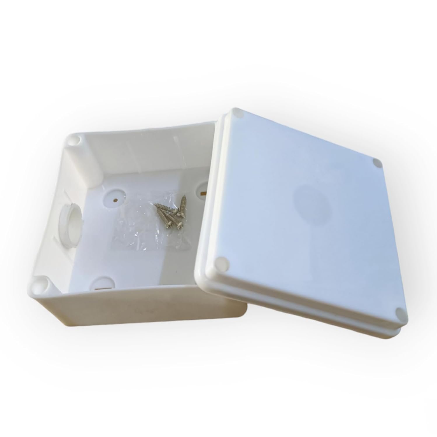 PVC Junction box 5×5 Inch Waterproof CCTV Junction Box | Virgin PVC | Weather-Resistant Camera Mounting Electrical Box with Self-Tightening Screws & Rubber Gasket