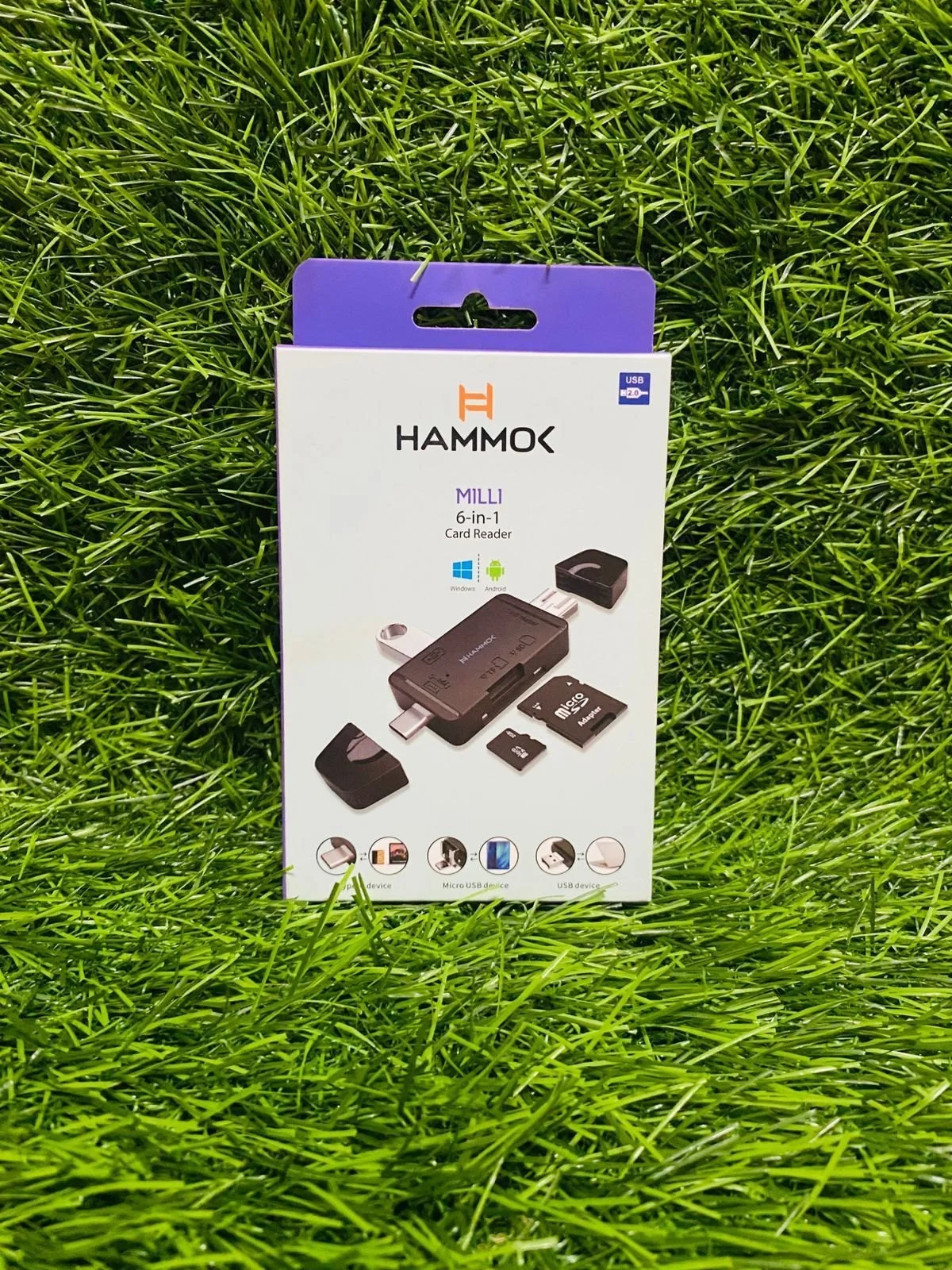 Card Reader Hammok Milli Portable 6 in 1 Card Reader 2.0 | Supports SDXC/SDHC/SD/MMC RSMMC/Micro SDXC SD SDHC/UHS-I, Micro USB 2.0 Type C to SD TF OTG Smart Memory Flash Drive SD, For Phone, Camera, PC, Laptop, Black