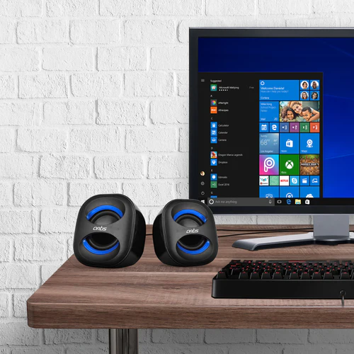 Speaker Artis Mini Black + Blue Usb Multimedia 2.0mm With Wired Volume Control, Enhanced Low Frequency Effect