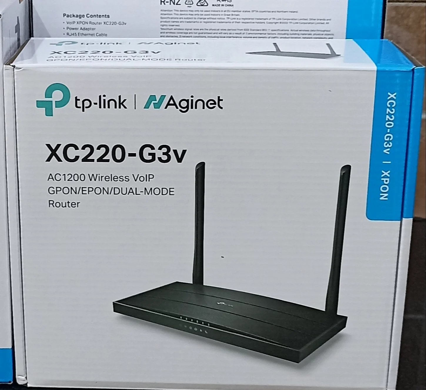 Net Router TP-Link XC220-G3v | AC1200 Wireless VoIP GPON / XPON/ EPON Dual-Mode Router, Full Gigabit Port, With 2 External Dual Band Antennas, Smooth Connection, Easy Remote Management, Black