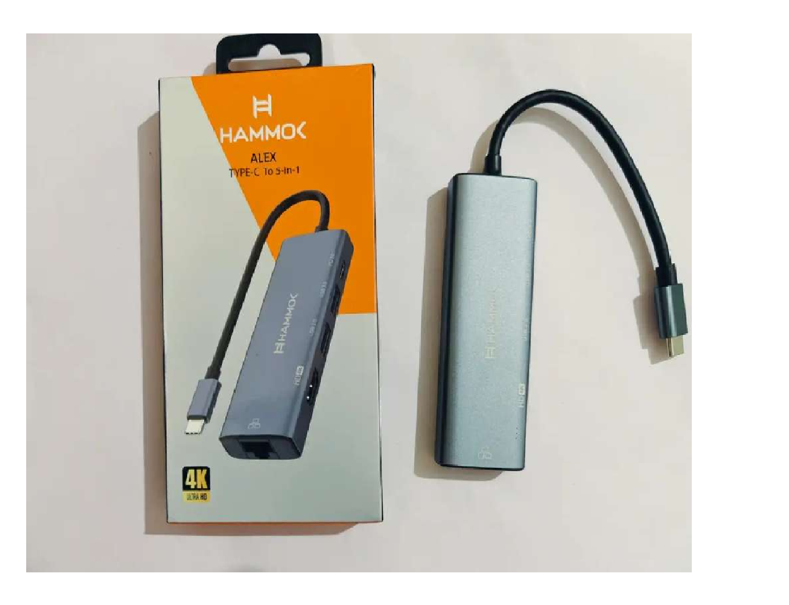 Hub Hammok Alex 5-in-1 USB 3.0 Type C RJ45 GIGA/ HDTV/ USB2.0/ PD Hub | Aluminium Alloy Shell, Light weight, Grey