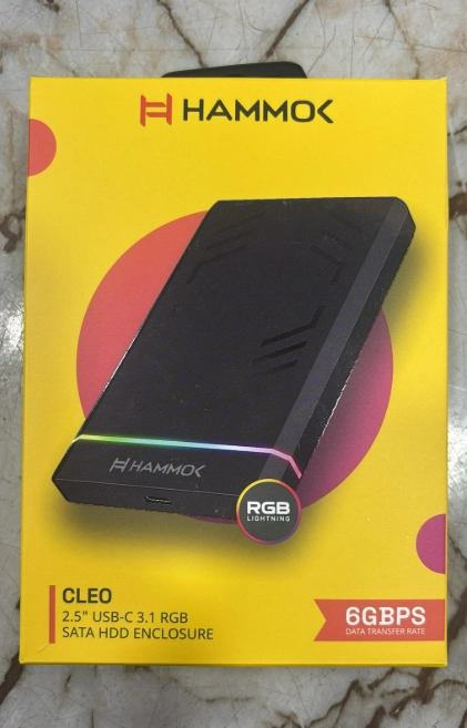 Casing Hammok CLEO USB-C 3.1 RGB Sata HDD Enclosure | Robust Protection, Compact & Portable, Plug & Play, Black