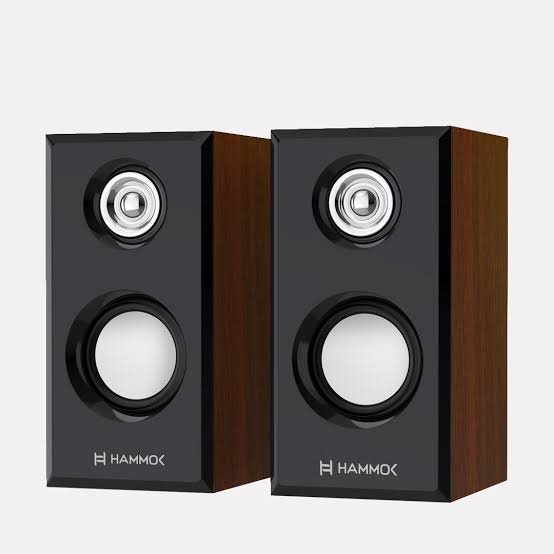 Speaker Hammok Vintage Wooden USB Speaker | Thumping Bass, Clear Vocals, Built In Amplifier, Stylish & Compact, Brown