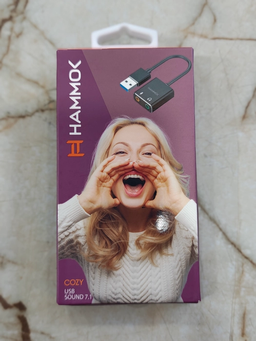 Converter Hammok Cozy USB 3.0 Sound Card 7.1 | 3.5mm Headphone & Microphone Jack, Compatible with Windows, Mac, macOS, Linux, PS4, PS5, Plug & Play, Aluminum Black