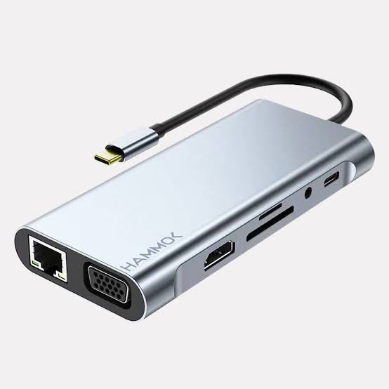 Hub Hammok Magic 11-in-1 USB Type C Hub | High Speed Transmission Upto 10Gbps, 4K HDMI, VGA, RJ45, AUX, SD, TF, PD, Support Windows, Mac OS, Silver