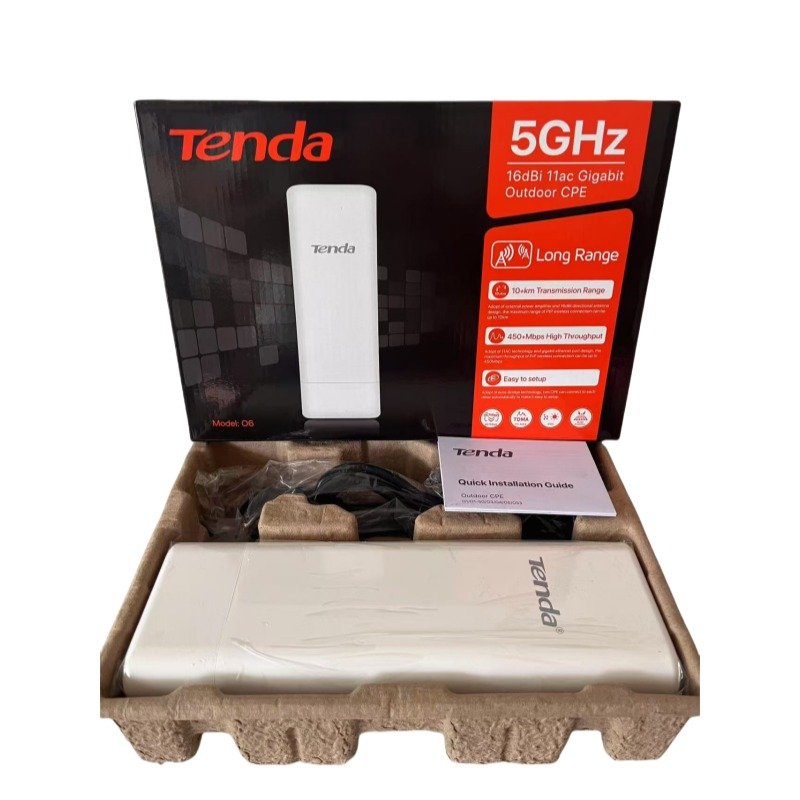 Outdoor CPE - Tenda TEI-O6 5GHz 867Mbps 16dBi 11AC Gigabit Outdoor CPE, IP65, 10km P2P Bridge, White
