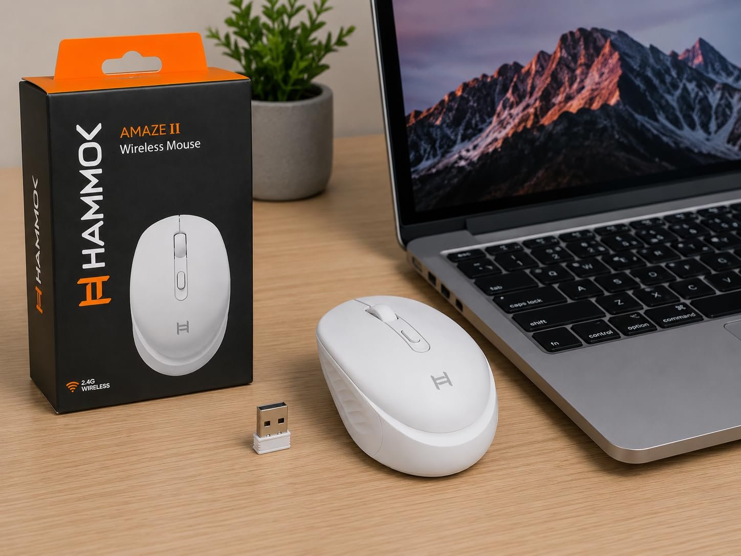 Mouse Hammok Amaze 2.4G Wireless Mouse With 4 Button | Latest Optical Sensor & Matt Finish, 10M Range, Supports Windows 11, Mac OS X, White