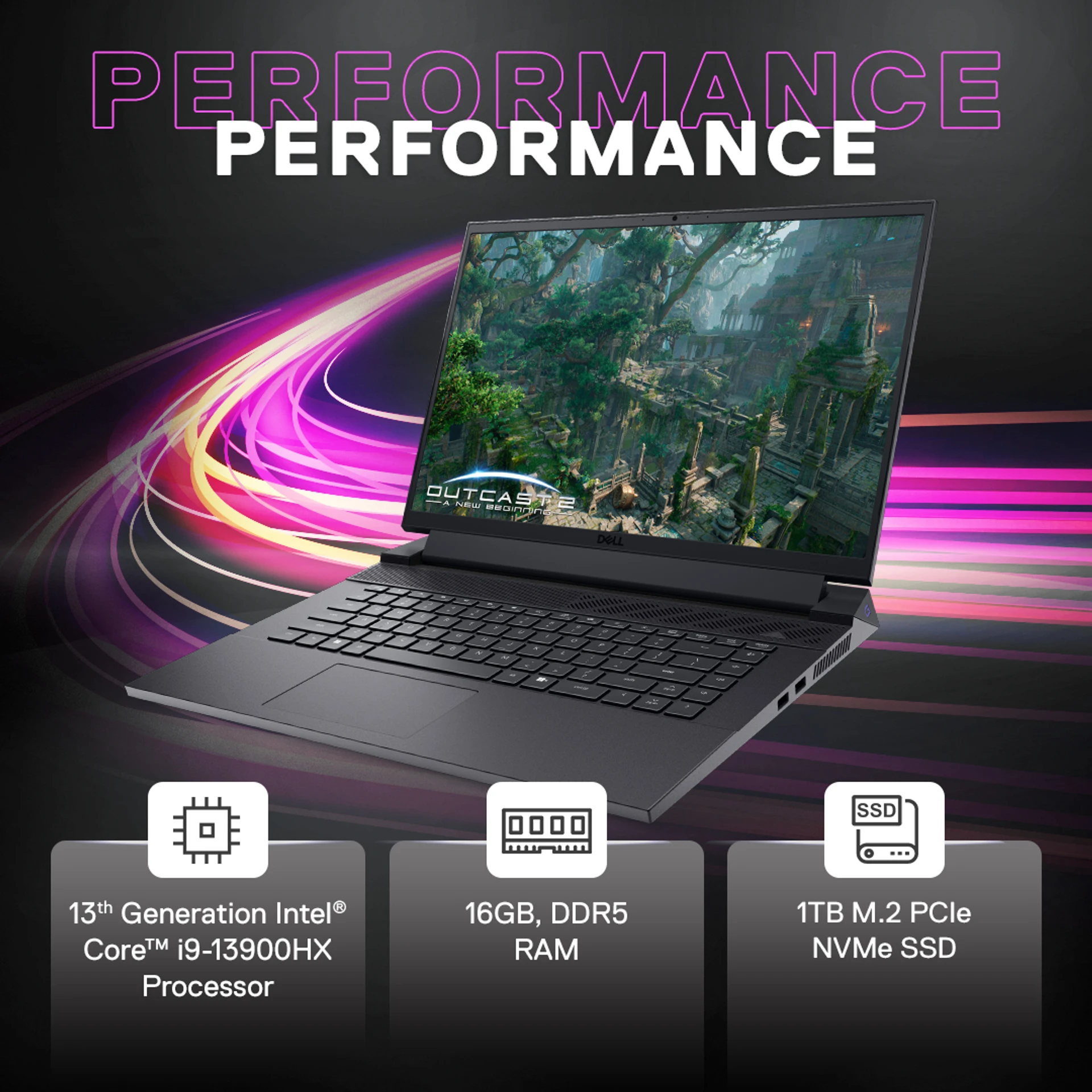 Laptop Dell G16 7630 Gaming OGN7630856P01RIN | Intel Core i9-13900HX, 16GB DDR5, 1TB NVMe SSD, RTX 4070 8GB, 16" QHD+ 240Hz Display, Windows 11 + MS Office, RGB Backlit Keyboard, Metallic Nightshade, Gaming Bag