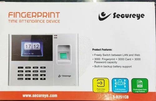 Secureye Fingerprint Time Attendance Biometric Device IP Secure Eye SC-S-B251CB | Biometric Access & Web Support