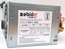 Smps Power Supply Zebion ECO-2 | 450 W Switching ATX (DSATA) 20 & 4 Pin SMPS for Desktop PC (Silver)