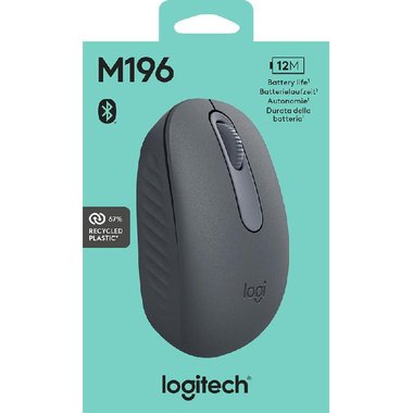 Mouse Logitech M196 Bluetooth Wireless Mouse | Compact & Portable Mouse For Laptops, Tablets & More, 12 Month Battery, 1000 DPI Smooth Optical Tracking, Compatible with PC & Mac, Windows & macOS, Graphite