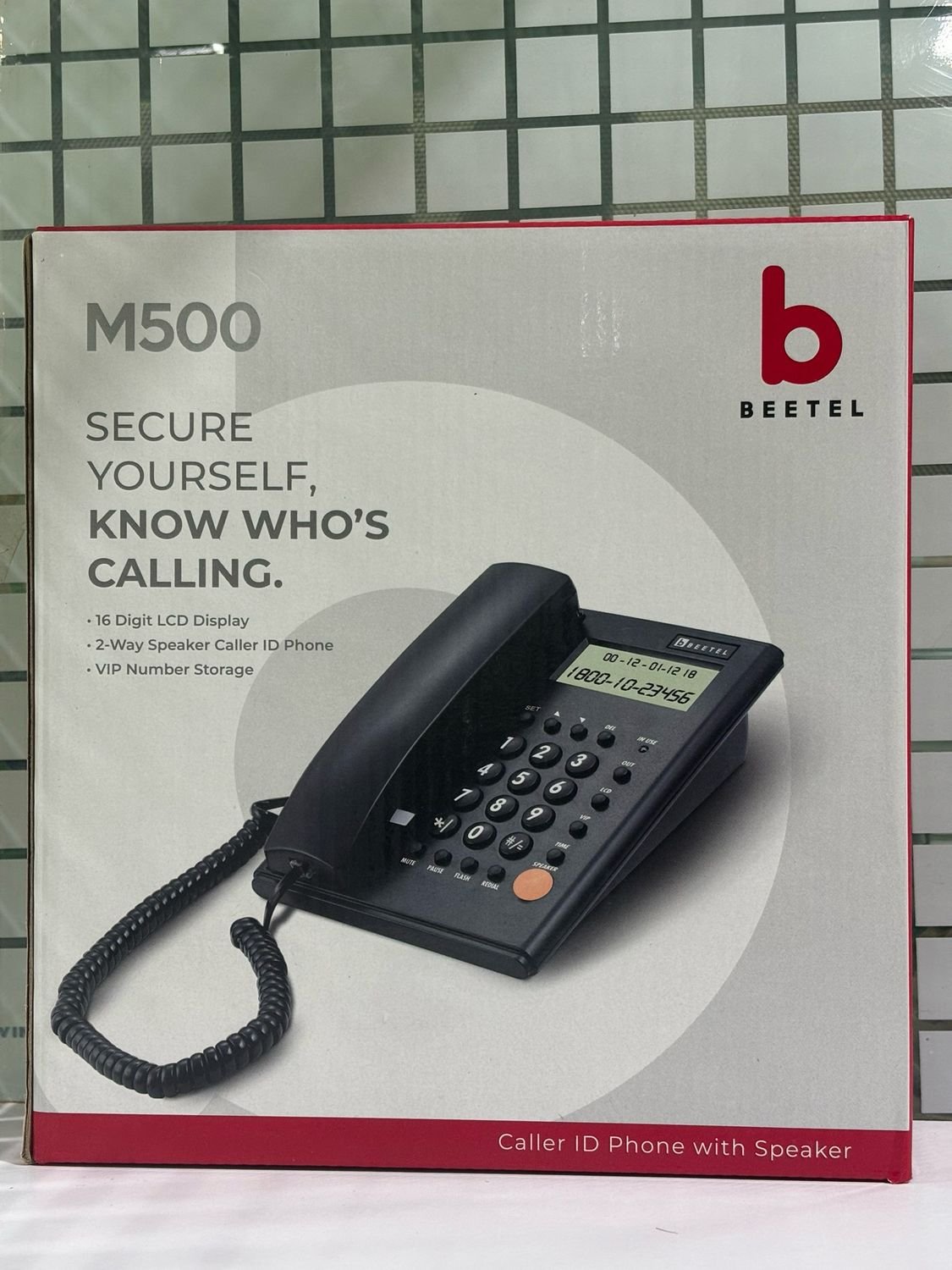 Landline Phone Beetel M500 | Corded, Caller ID, Speaker Phone, Toggle Mute,16 Digit LCD Display, VIP number storage, 6-Step LCD | Black