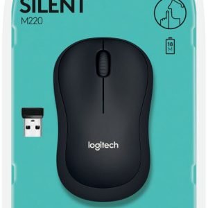 Mouse Logitech M220 Silent Wireless Mouse | 2.4 GHz with USB Mini Receiver, 1000 DPI Optical Tracking, 18 Month Battery Life, Ambidextrous PC/ Mac/ Laptop, Charcoal Black