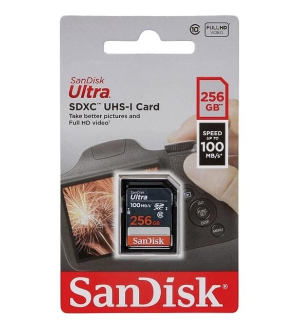 Card SD Sandisk 256gb SDSDUNR-256G-GN3IN | 100MB/s, Class 10, U1, 256GB Ultra SDXC UHS-I Memory Card – 100MB/s, C10, U1, Full HD, SD Card