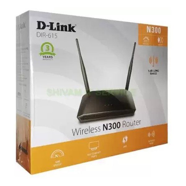 Router D-Link DIR-615 | 300Mbps Wi-Fi Router, Reliable & Affordable Wi-Fi, Wireless Encryption using WPA or WPA2, Fast Ethernet Ports (WAN/LAN), High Gain Antennas, Easy Setup, Black