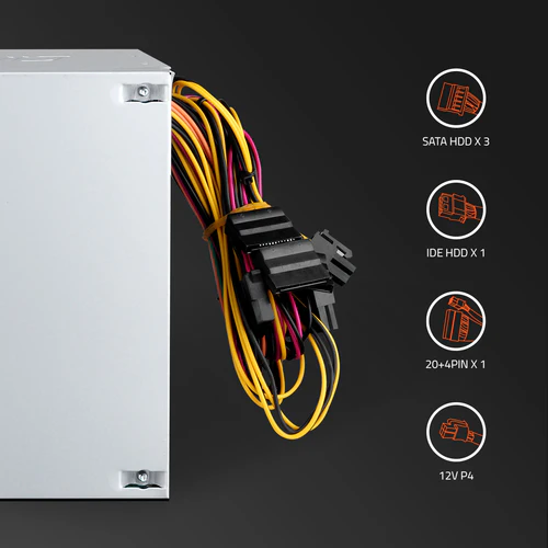 Power Supply Smps Artis VIP 400R 12Plus AR-VIP400R 12 Plus OEM | 400W, With Power Cord, Supports latest ATX 12V Intel & AMD Platforms, Colour : Matte Silver
