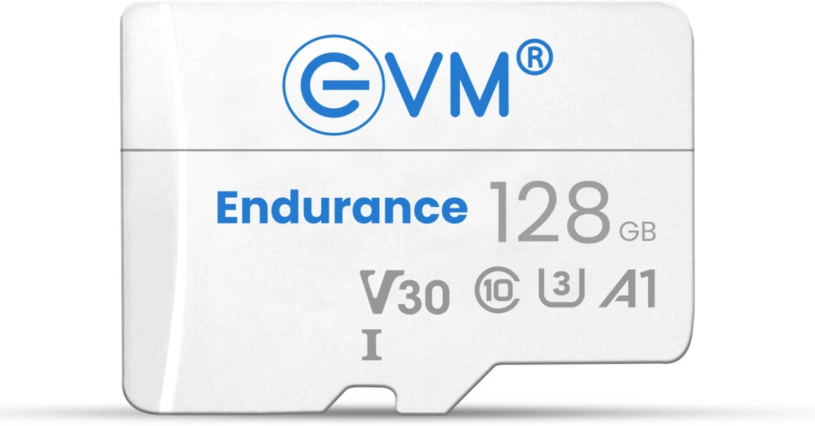 Card MicroSD EVM Endurance 128GB ENTF/128GU3 | 4K UHD Class 10 V30, Speed Upto 100MB/s, Compatible with Camera, Mobile, White