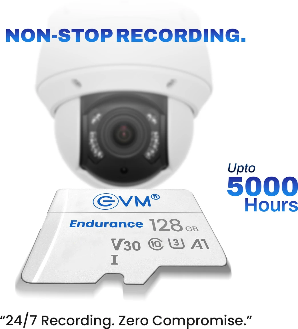 Card MicroSD EVM Endurance 128GB ENTF/128GU3 | 4K UHD Class 10 V30, Speed Upto 100MB/s, Compatible with Camera, Mobile, White