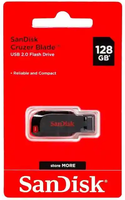 Pendrive Sandisk Cruzer Blade 128GB SDCZ50-128G-I35, USB 2.0, Flash Drive, Red