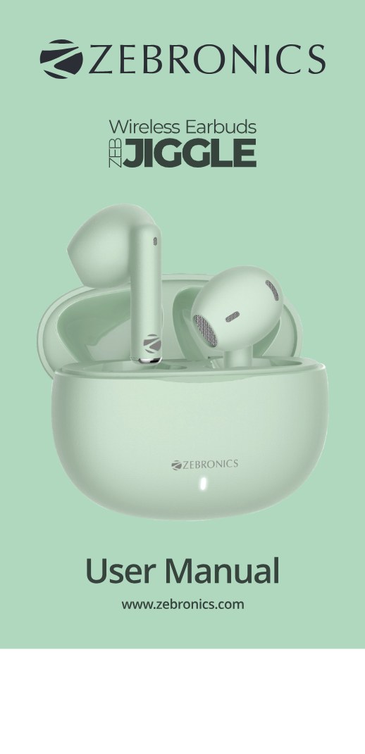 Earbuds Zebronics Zeb-Jiggle | Wireless Bluetooth Earphone Up to 30h* battery life with charging case, Touch Control, Type-C charging, Built-In rechargeable battery, Black