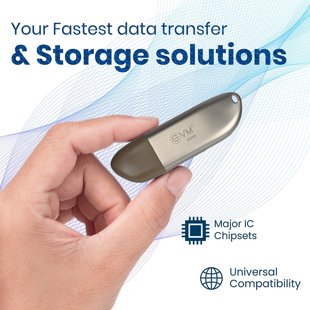 Pendrive EVM EnStore+ 64GB Metal USB 3.2 Flashdrive | High Performance with up to 100MB/s Read, Durable Metal Casing, Ideal for Fast Data Transfer & Storage Solution, Brown